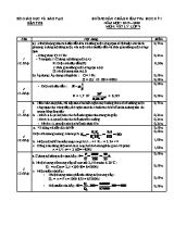 Hướng dẫn chấm đề kiểm tra học kỳ I môn Vật lý Lớp 9 - Năm học 2019-2020 - Sở giáo dục và đào tạo Bến Tre